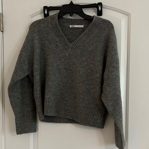 Zara Charcoal V-Neck Women's Sweater